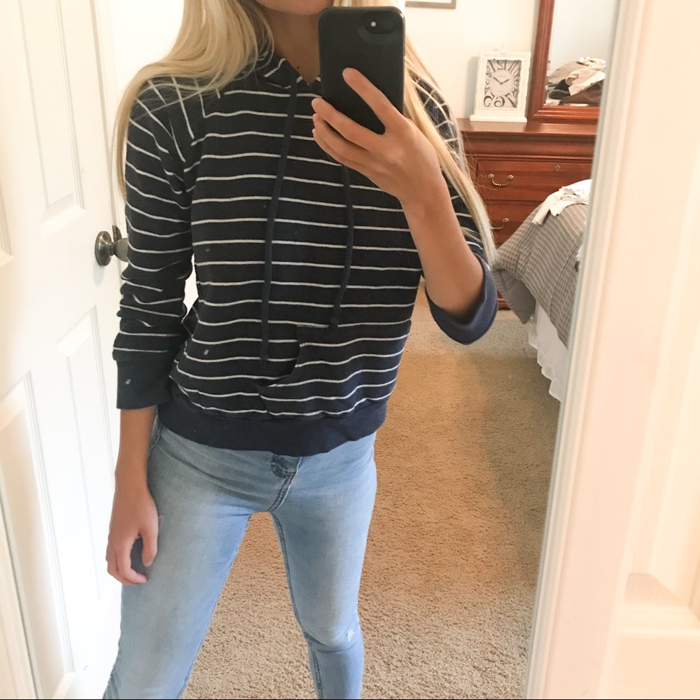 Forever 21 Blue Striped Hoodie